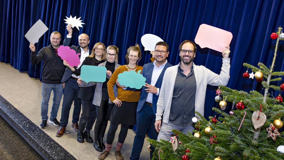 Freuen sich über eine gelungene Veranstaltung. v.l.n.r.: Alexej Sotke (AGS MaßArbeit), Eugen Görlitz (Bürgermeister Stadt Dissen atW.), Annika Witte (Servicestelle Schule-Wirtschaft Maß-Arbeit), Christina Götz (Regionalmanagerin SOL Pro-t-in), Rebecca Conrad (BO-Beauftragte HFG Dissen), Lars Hellmers (Vorstand MaßArbeit), Jan Wessels (Schulleiter HFG Dissen) 