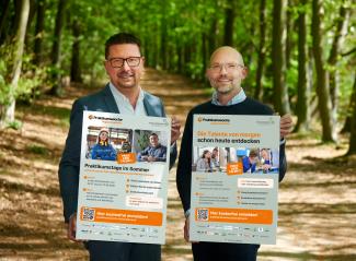 MaßArbeit-Vorstand Lars Hellmers (li.) und WIGOS-Geschäftsführer Peter Vahrenkamp rufen gemeinsam Unternehmen und Jugendliche zur Teilnahme an der Praktikumswoche auf.